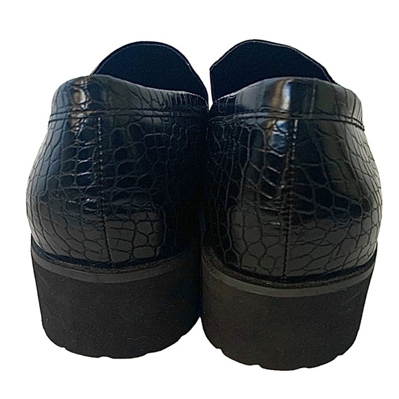 Bleeker & Bond Black Croc Embossed Wendall Platform Lug Sole Loafer Size 10 - Picture 5 of 16